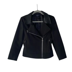 Tombolini Black Leather Women's moto Jacket‎ size Small leather neck only